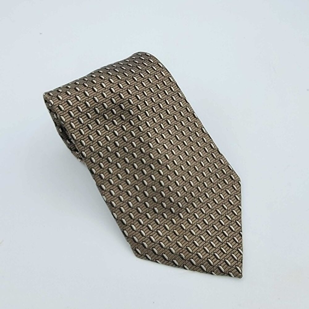 Dockers Khakis Tie brown tan Geometric Silk Necktie Ties